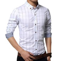 Chemise Homme Elegance Classique Fitted Carreaux Blanc